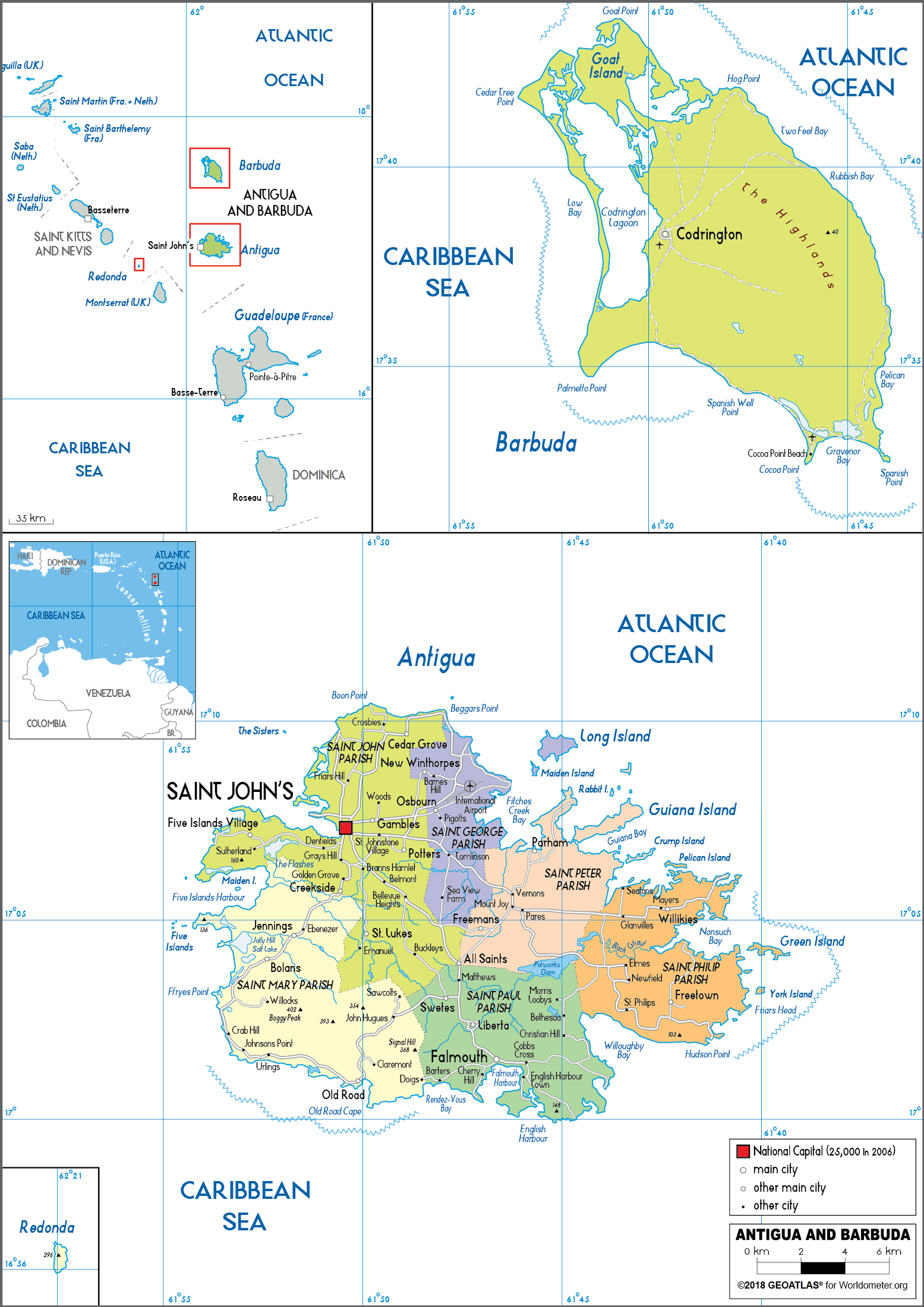 Antigua Political Map 