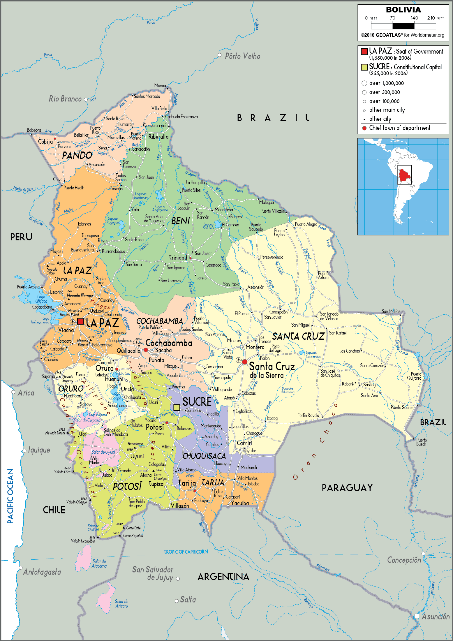 Geographical Map Of Bolivia