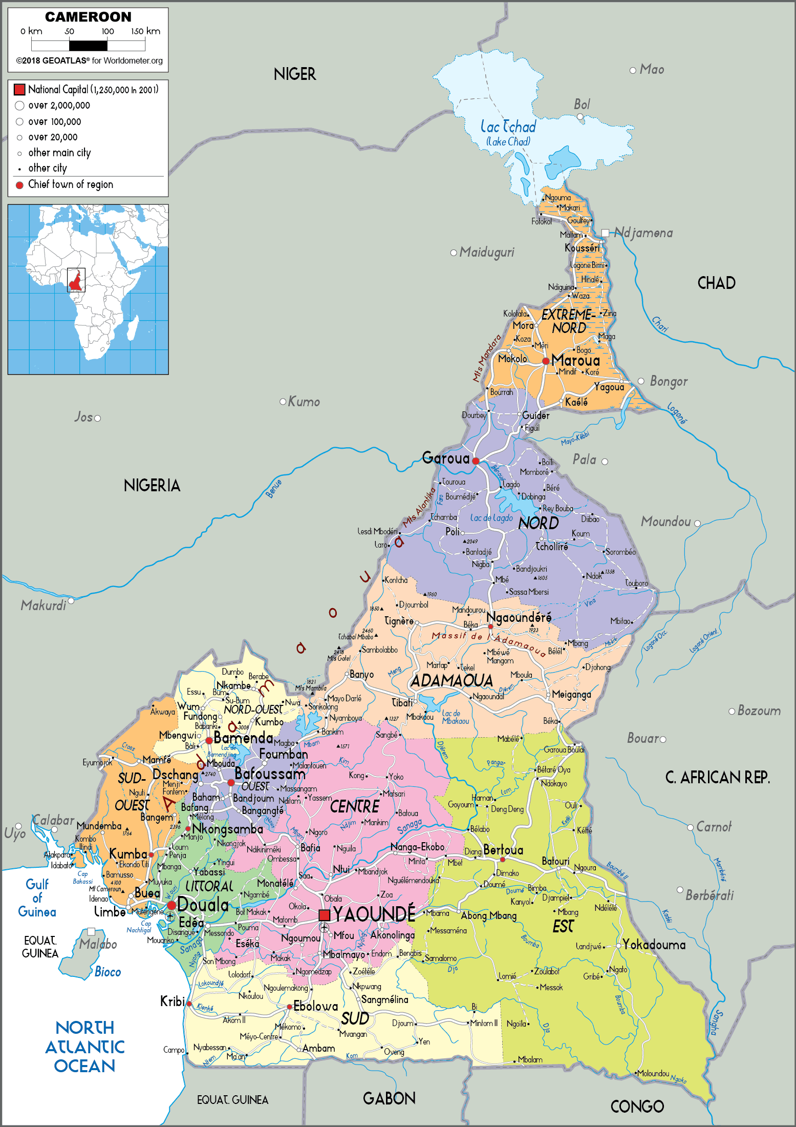 Cameroon Political Map 