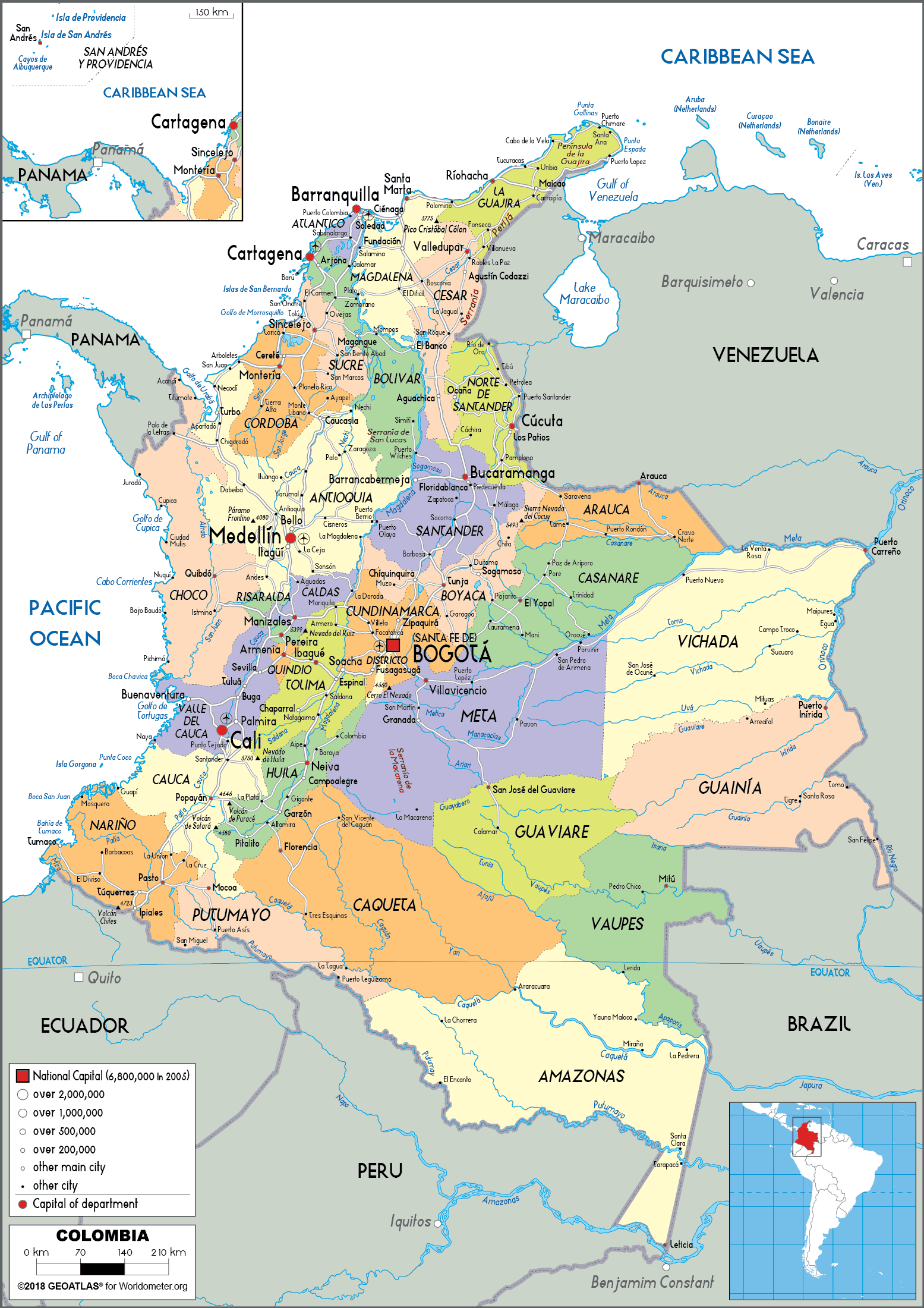 Colombia Political Map 