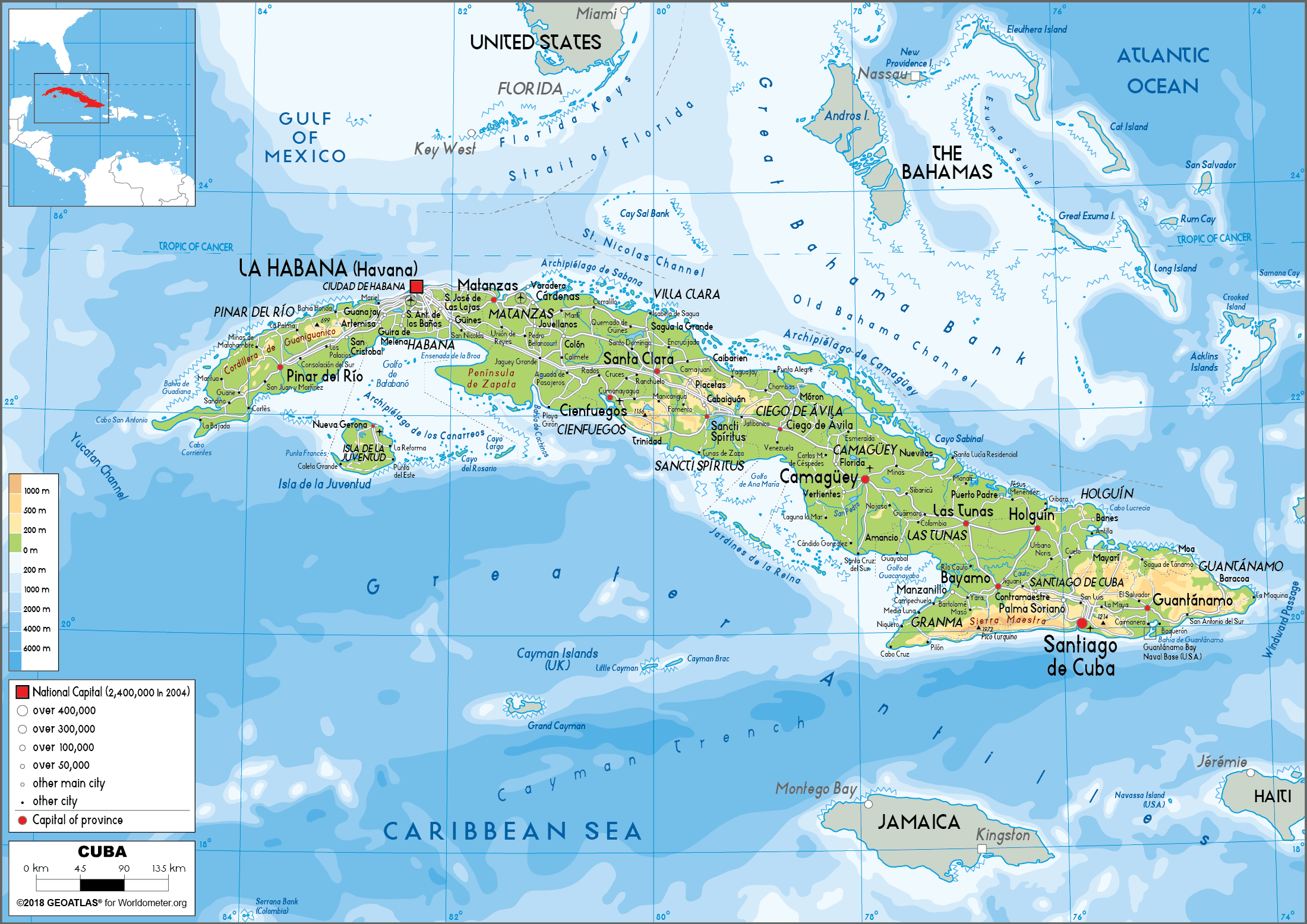 karta kuba Cuba map (physical) - Europa Karta