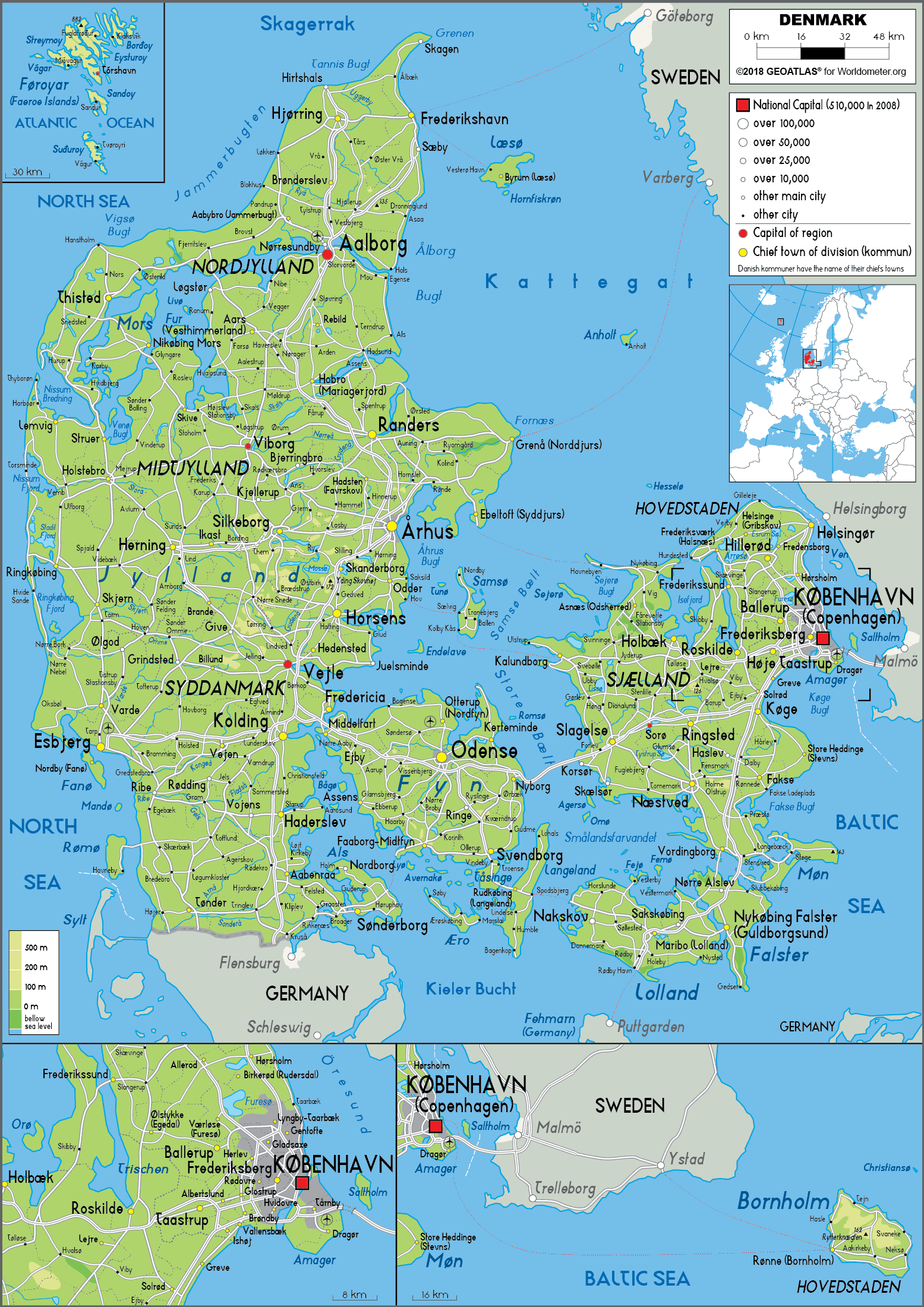 Denmark Physical Map 