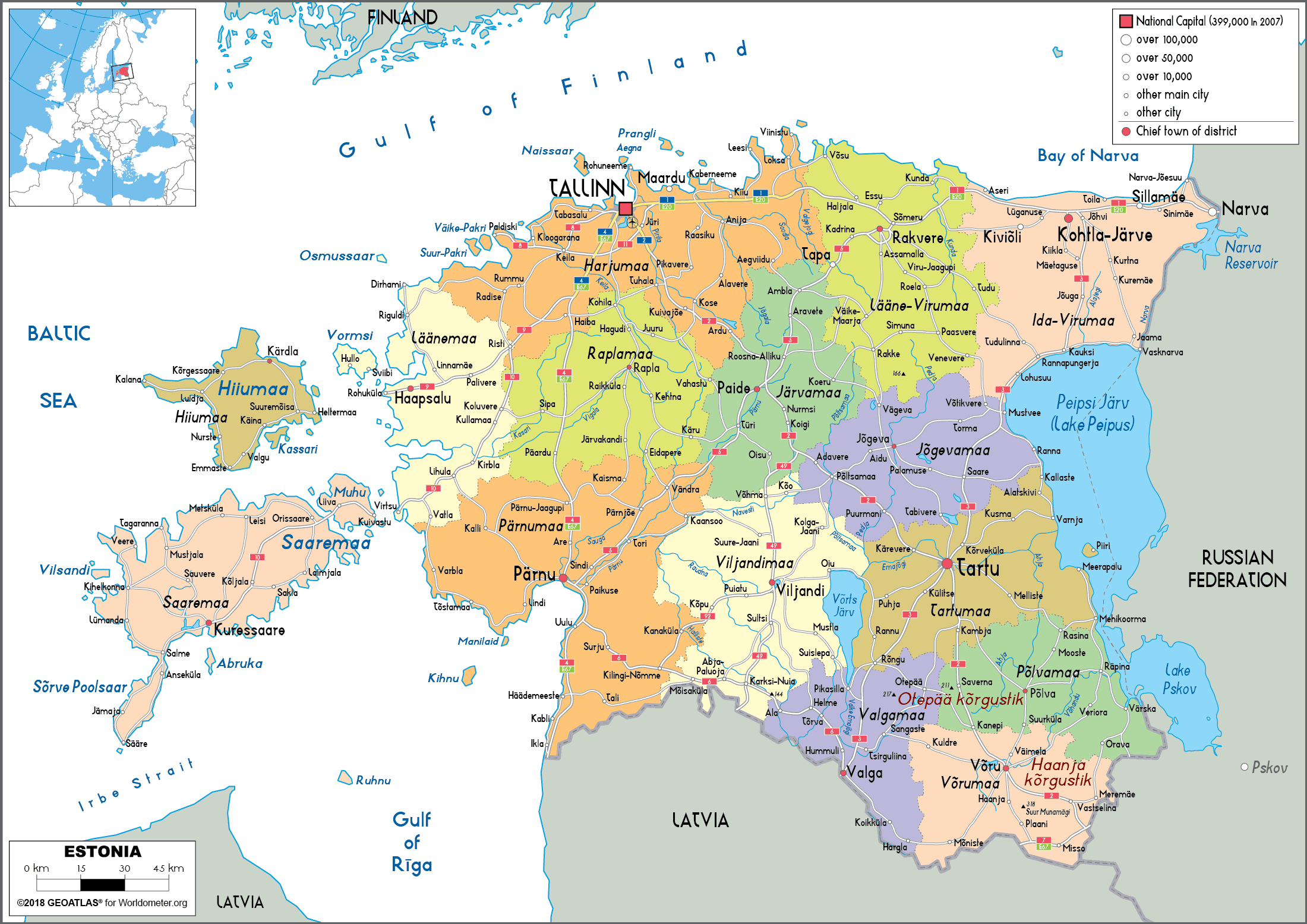Estonia Political Map 