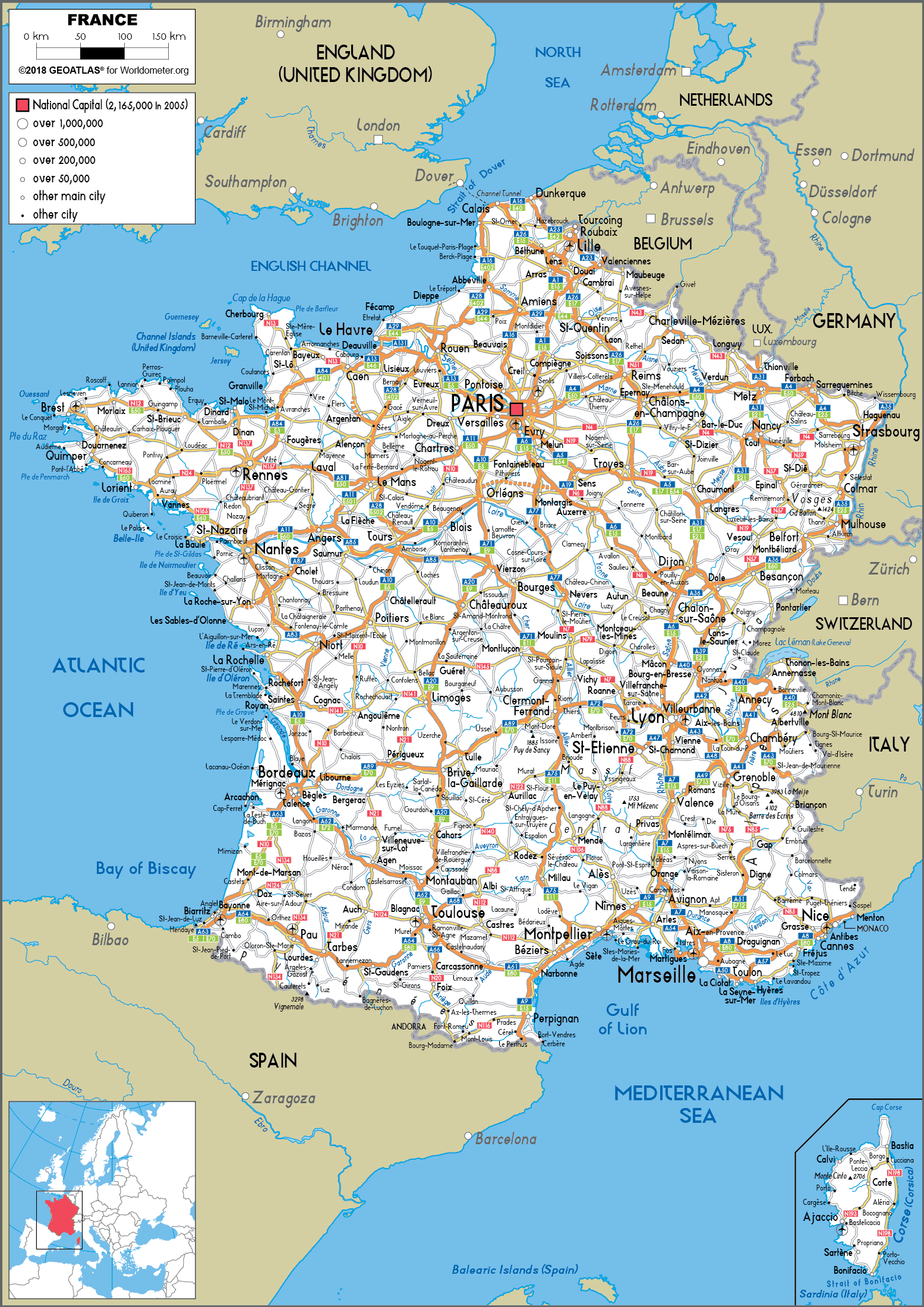 France Map (Road) Worldometer
