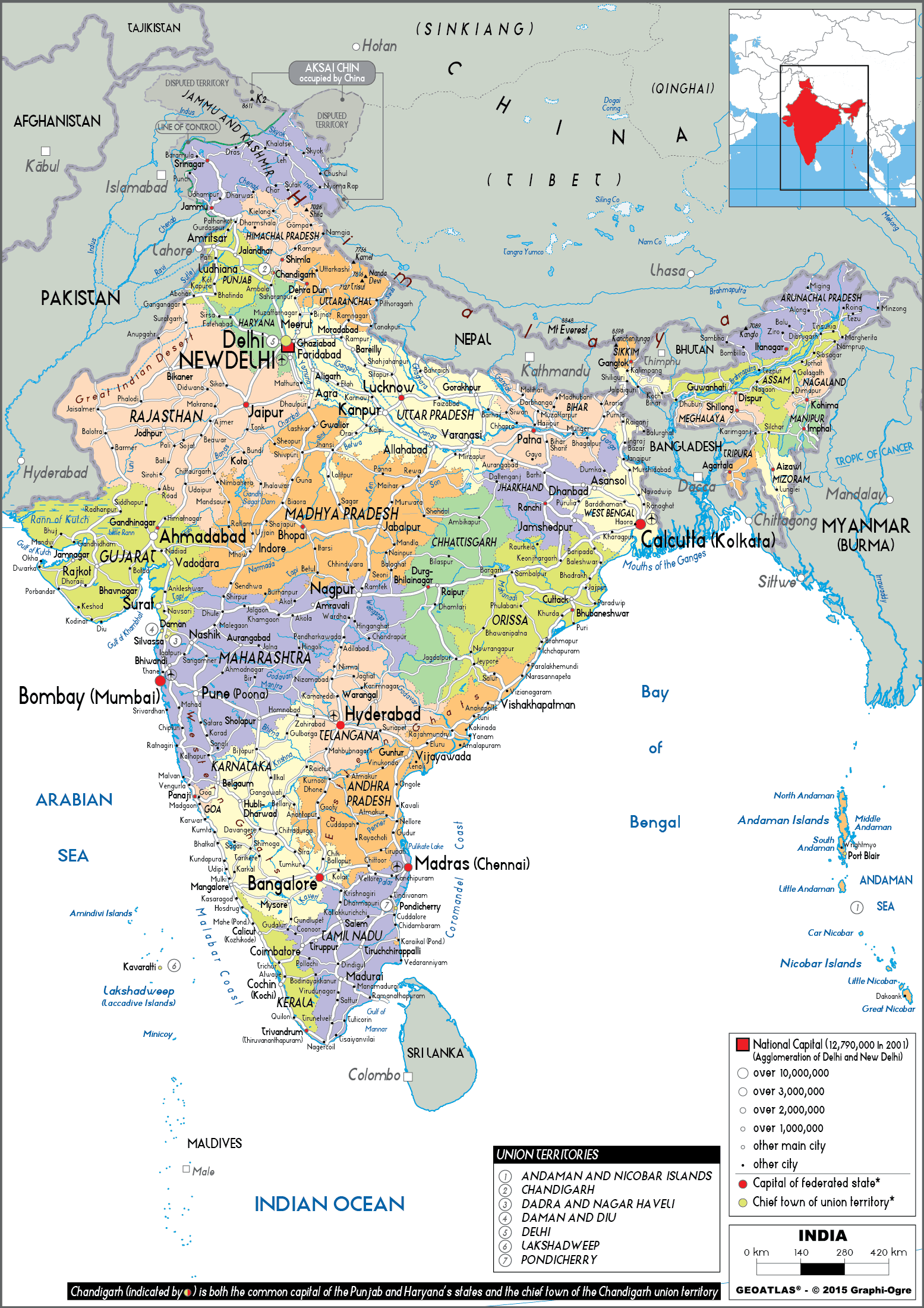 what is a political map of india India Map Political Worldometer what is a political map of india