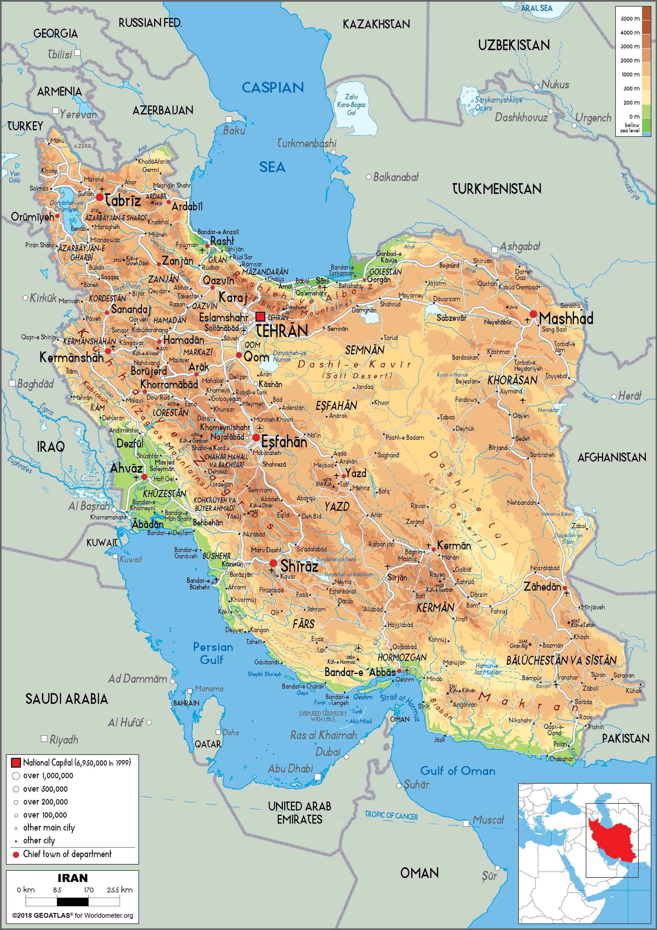 Iran Physical Map 
