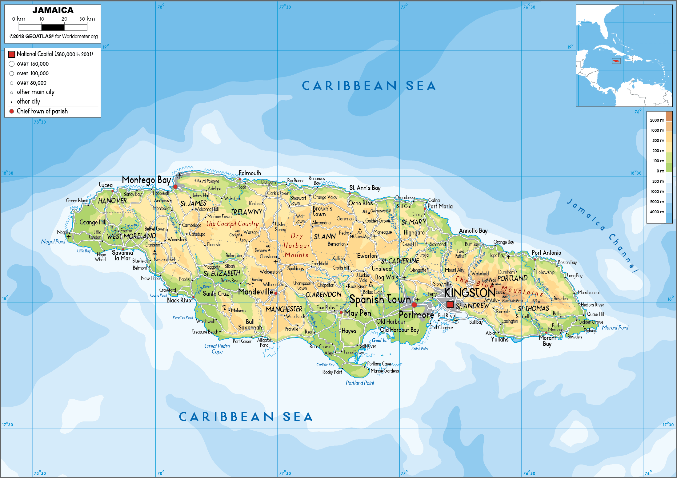 jamaica-map-physical-worldometer