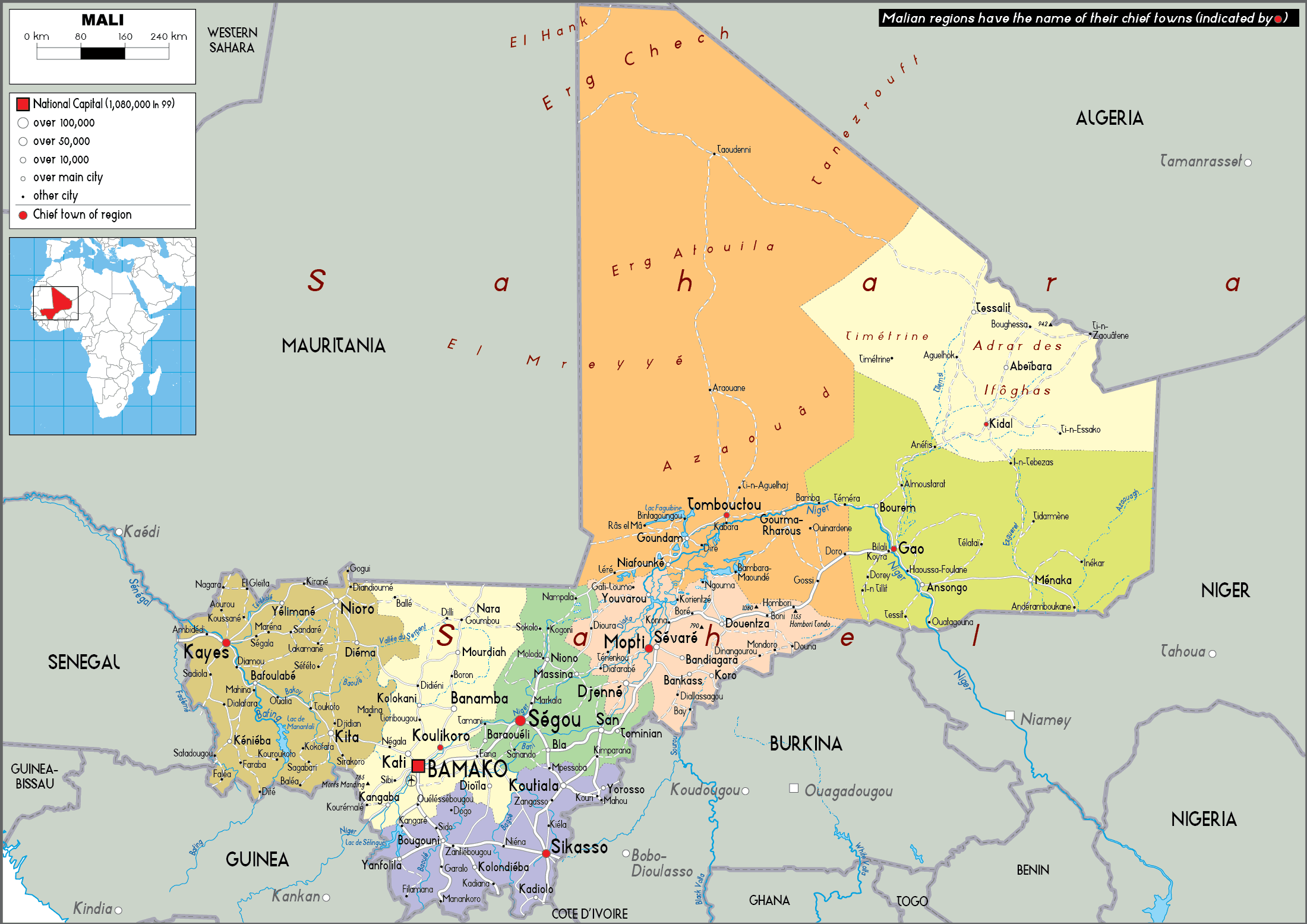 Political Map Of Mali Mali Map (Political)   Worldometer