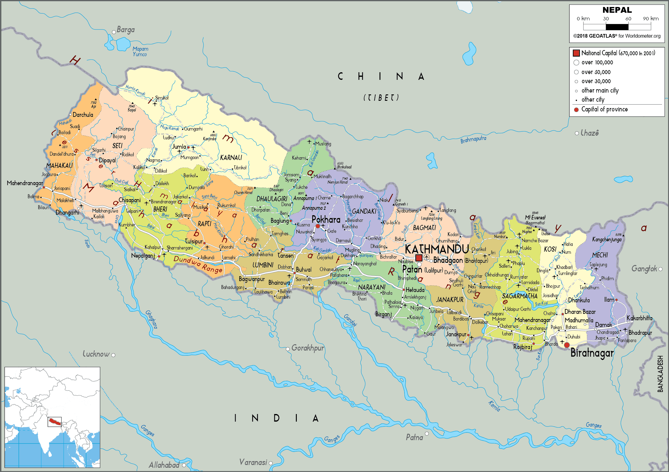 nepal karta Nepal maps & facts - Europa Karta