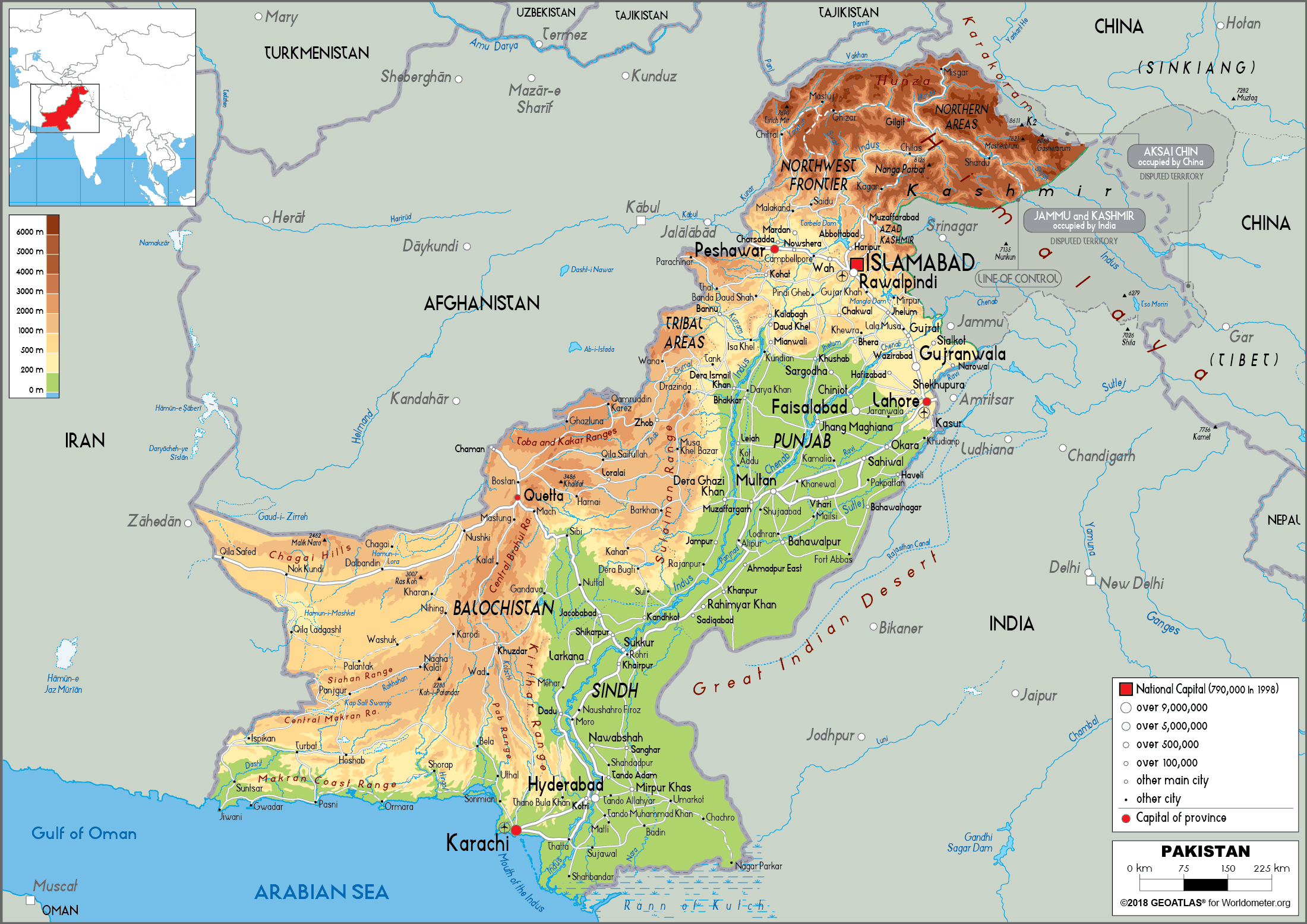 Pakistan Physical Map 