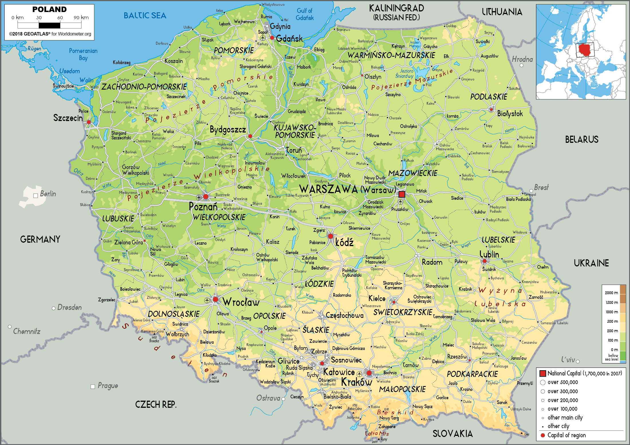 Physical Map Of Poland Poland Physical Map Vidiani Com Maps Of All - Riset