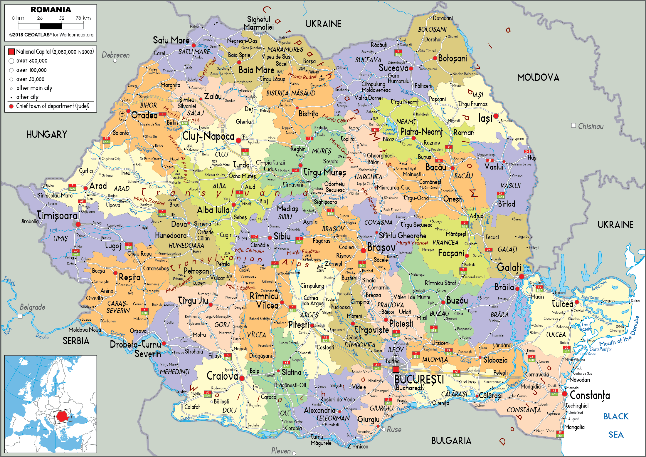 Romania Political Map 