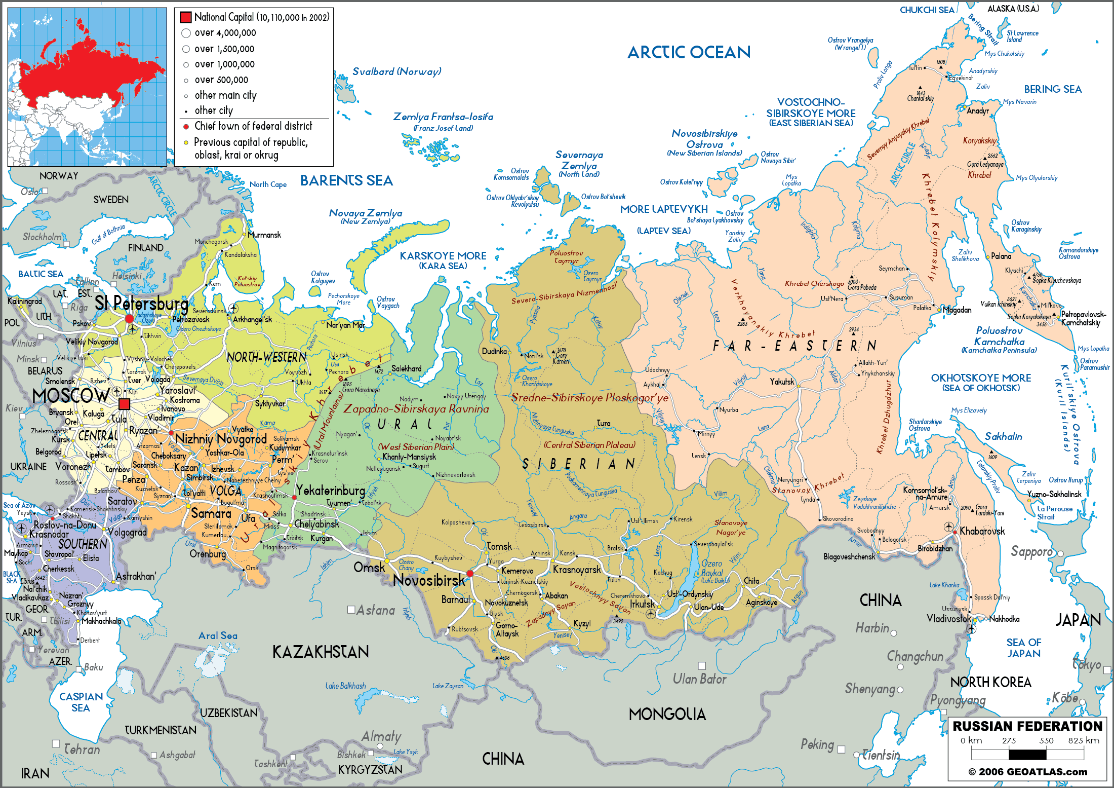 political map of russia Russia Map Political Worldometer political map of russia