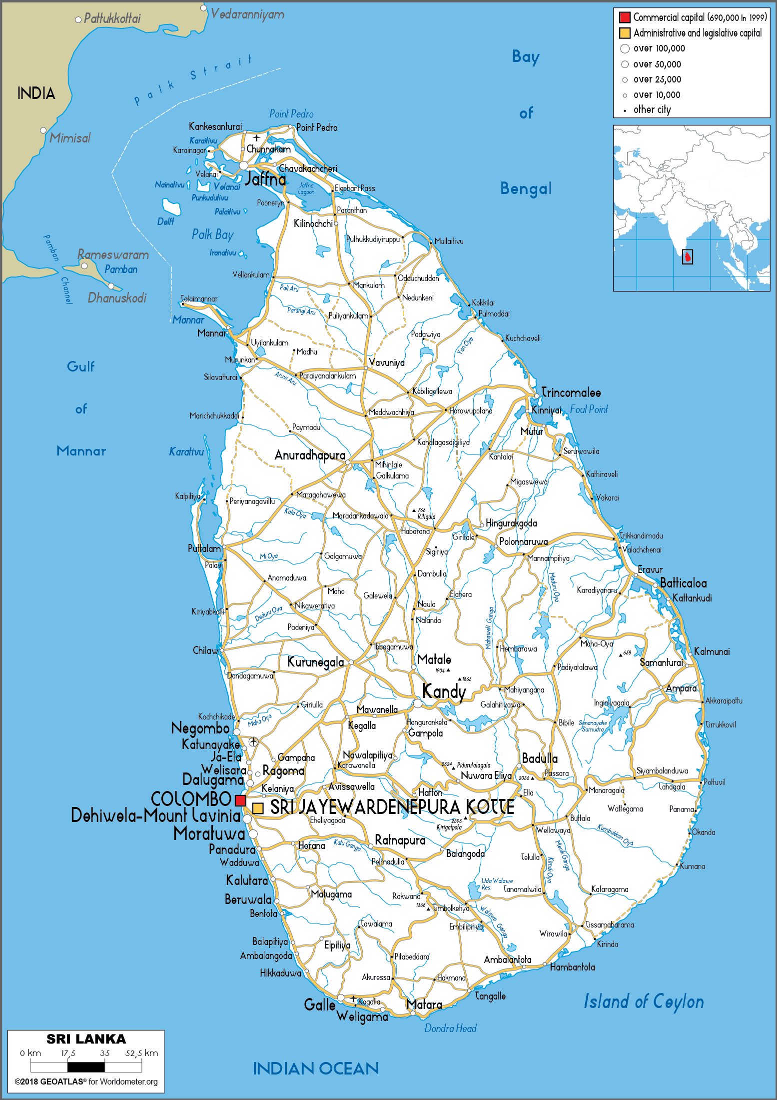 Sri Lanka Road Map Sri Lanka Map (Road) - Worldometer