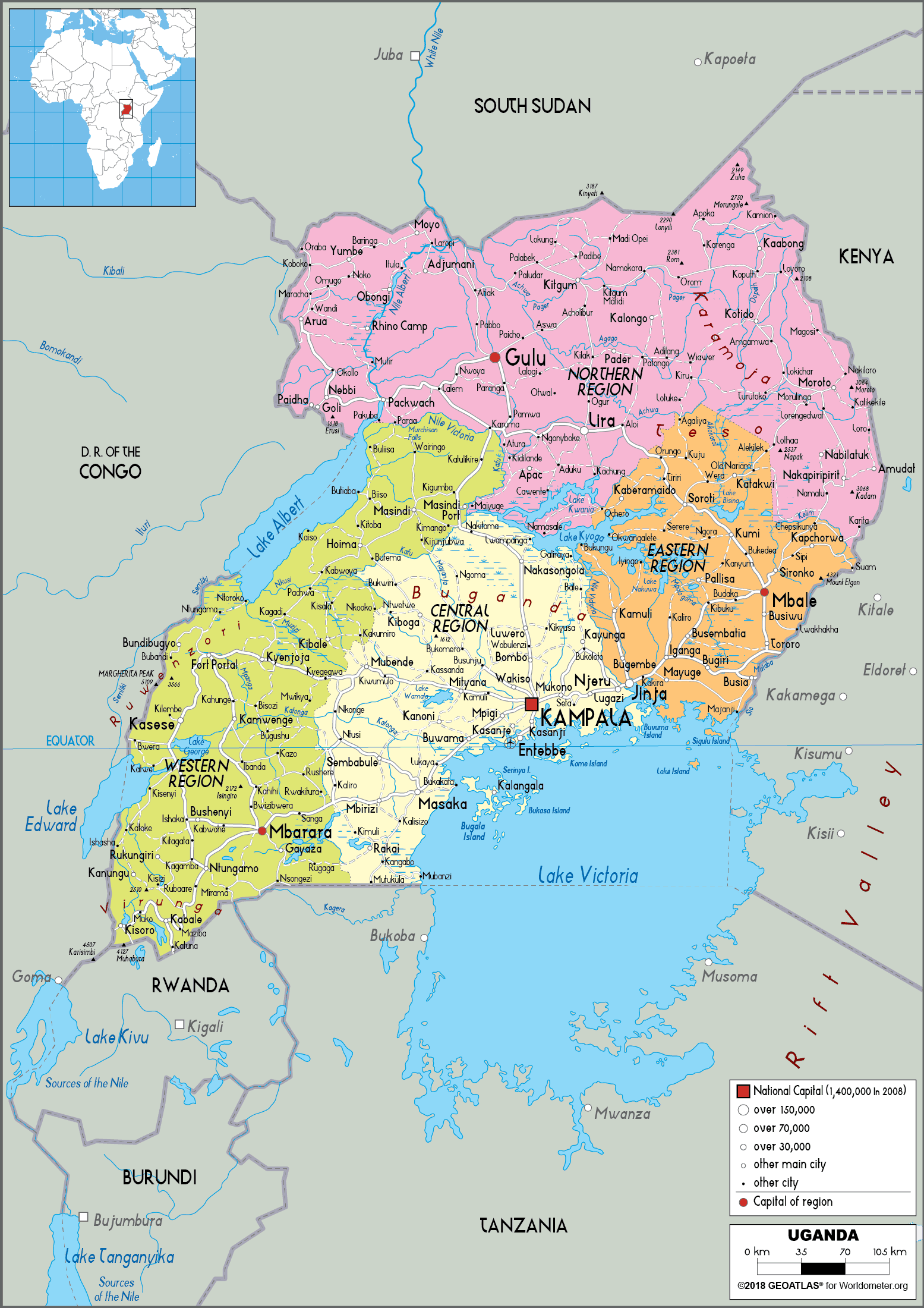 Uganda Political Map 